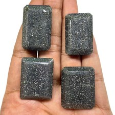 4 Pcs Natural Black Sunstone 28-31mm Octagon Cut Huge Pendant Size Gemstones Lot