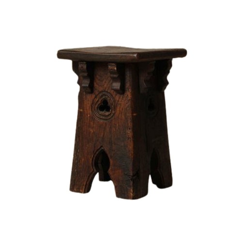 19th Century French Oak Neo Gothic Stool