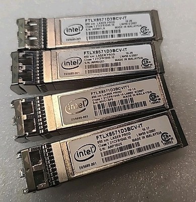 Lot of 4 Intel FTLX8571D3BCVIT1 10GBASE SR 850nm SFP+ Optical Modules