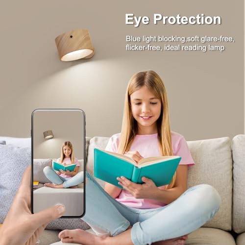 Remote LED Wall Sconce - Rechargeable Cordless Wall Light, 3 Colors & 3 Wood-B