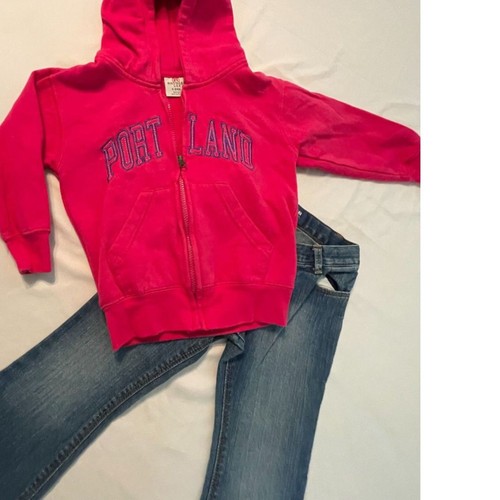 Lot Girls Old Navy Bootcut Jeans & Portland Oregon Sweatshirt Hoodie Size 5T - Picture 3 of 13