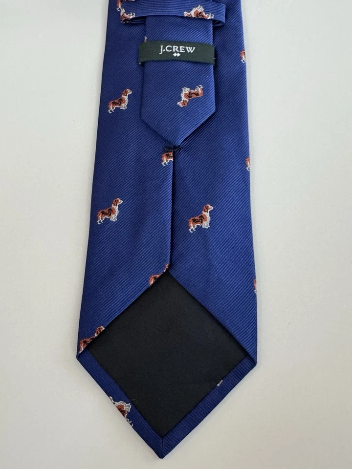 J.Crew Sky Blue 100% Silk Tie with Dogs - Image 3 of 3