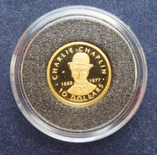 Liberia 10 Dollar 2002 Charlie Chaplin 1,24 Gramm 999 Gold PP proof