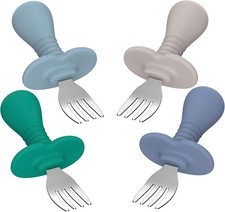 4Pcs Toddler Forks Baby Forks Set - Self-Feeding Utensils 18/8 Stainless Steel