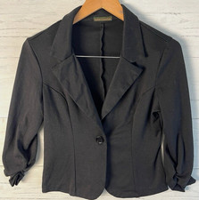 Auline Collection Women's Black Blazer Lg Beautiful Soft Casual Solid Jacket EUC