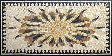 Bright Shiny Sun Bonfire Flames Black Edges Border Marble Mosaic