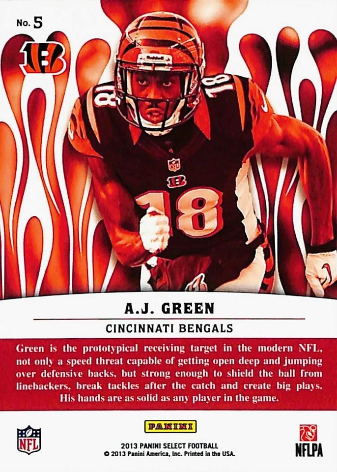 2013 Panini Select Hot Stars A.J. Green #5 Blue Cincinnati Bengals - Image 3 of 3