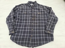 Carhartt Plaid Flannel Shirt Mens 2XL Blue Cotton Workwear Utility