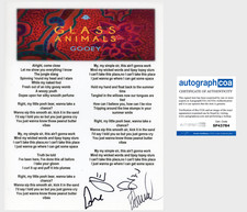 GLASS ANIMALS DAVE BAYLEY +3 SIGNED GOOEY LYRIC SHEET & AUTOGRAPH COA ACOA
