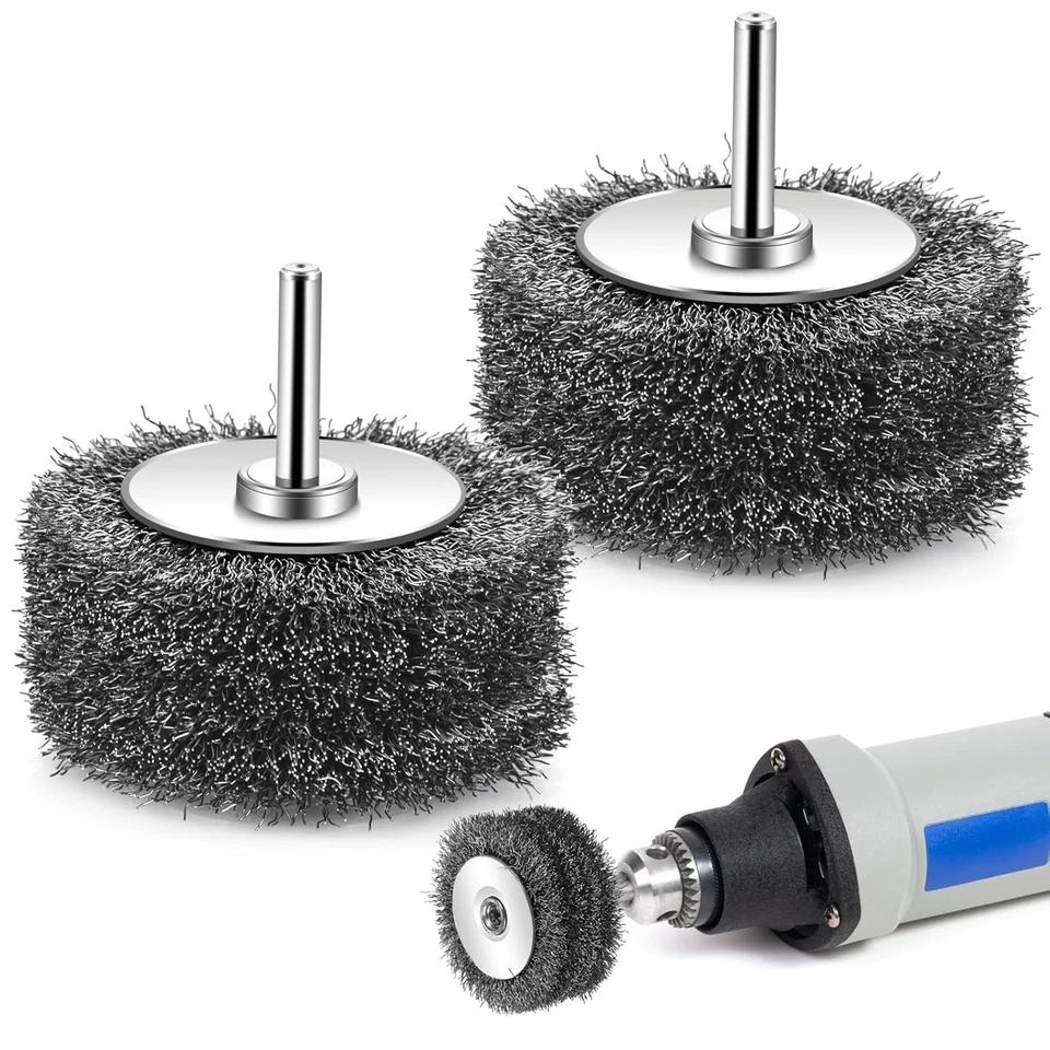 Rueda de alambre para taladro 2 piezas accesorio de cepillo de alambre de 3 pulgadas eliminación de óxido pintura rem... Foto 3 de 4