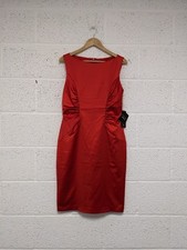 Sara Bernshaw Red Dress Sleeveless Ruched Evening Party Occasion UK 14 - New