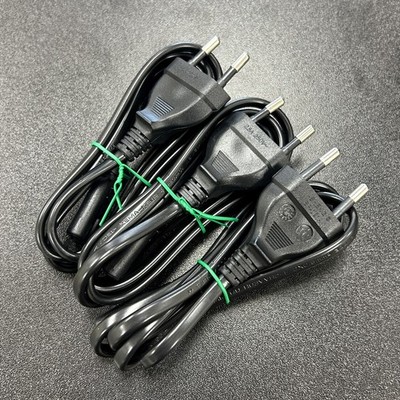 Lot of 3 EU Power Cables Europlug to IEC C7 Figure 8 Power Cords 1m