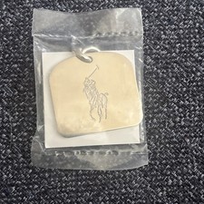 Ralph Lauren Polo Keychain Key Ring Fob Silver Chrome Metal Logo