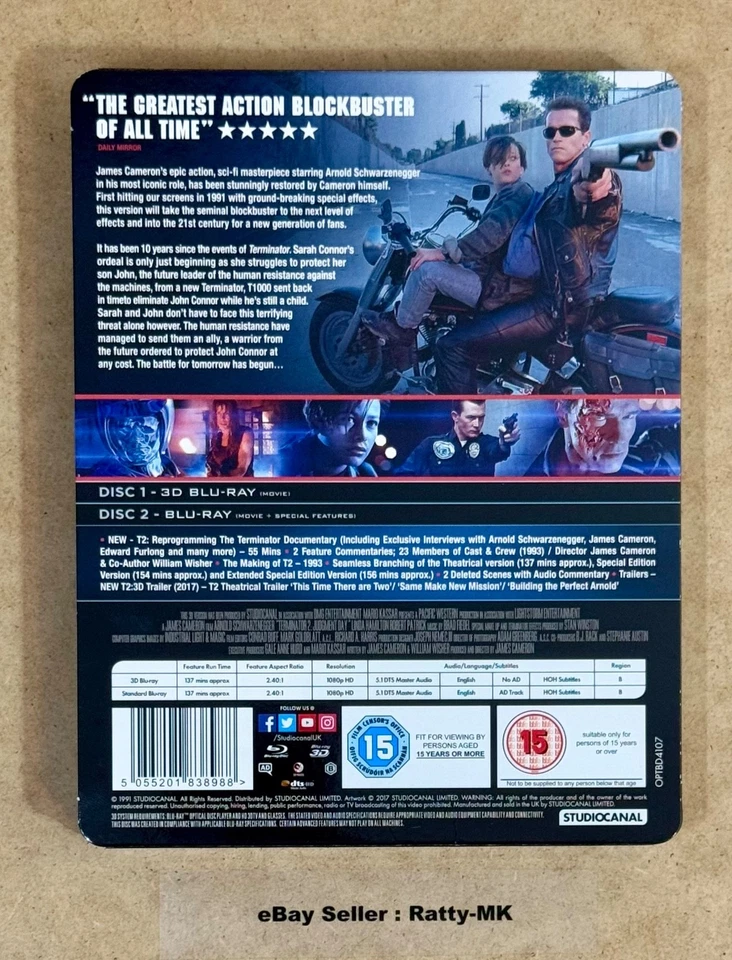 TERMINATOR 2 : JUDGMENT DAY - (UK) 3D + 2D BLU RAY STEELBOOK (READ DESCRIPTION) - Image 3 of 4