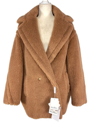 Max Mara DRAMMA Camelwool Silk Short Teddy Bear Coat Size L Camel MSRP $3,840.00