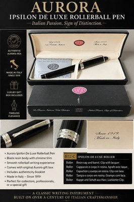 Aurora Ipsilon Deluxe B72-C in black resin and with chrome finish