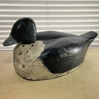 Antique Bluebill Duck Decoy – Hand Painted 3 Tone Paint Neck Damage
