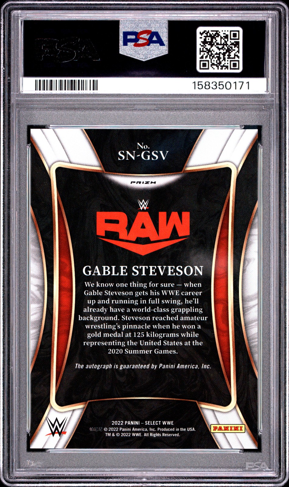 2022 PANINI SELECT WWE SIGNATURE SELECTIONS #SNGSV GABLE STEVESON PSA 9 AUTO view 2