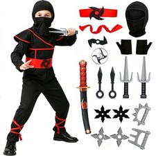 Halloween Ninja Costumes with Full Ninja Weapon Toy Set Kids Ninjas Costume O...
