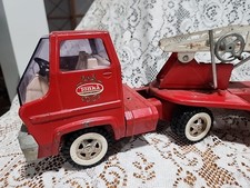 Vintage Metal Tonka Aerial Firetruck and Trailer Pressed Steel  Metal Ladder