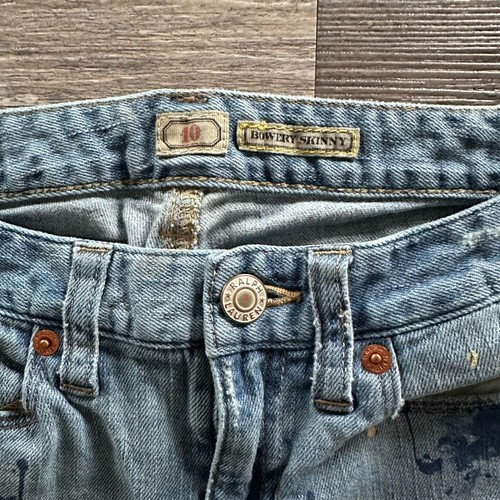 Vintage Ralph Lauren Light Wash Womens 10 Paint Splattered Bowery Skinny Jeans - Picture 4 of 14