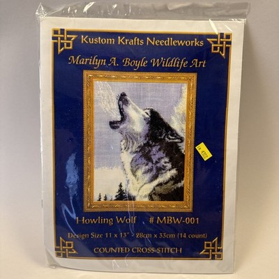 Kustom Krafts ''Howling Wolf'' Vintage Cross Stitch Kit New #MBW-001