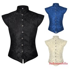Men Victorian Vest Jacquard Renaissance Mens Waistcoats Gothic Medieval Vest