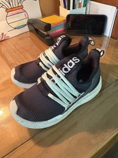 Adidas Girls No Tie Black And Blue Tennis Sho...
