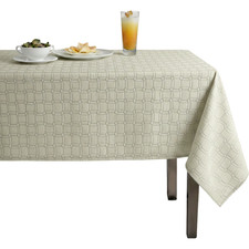 Champagne Jacquard Quilted Look Wedding Tablecloth Square Polyester Dining Cover