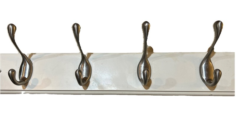 Coat Hat Wooden White Wall Mounted Board 4 Double Finish Hooks
