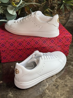 Tory Burch Howell Court Leather  Sneakers Titanium White/ White/US 5.5M