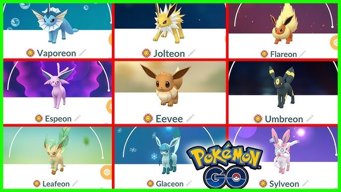 Eevee Flareon Vaporen Jolteon Umbreon Espeon Glaceon Leafeon Sylveon Regular