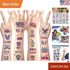 4th of July Temporary Tattoos 80 PCS 250 Anniversary USA Temporary Tattoos Indep