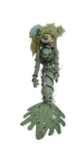 20" Mermaid Siren Art Doll Handmade Mixed Media Fantasy Whimsical Collectible