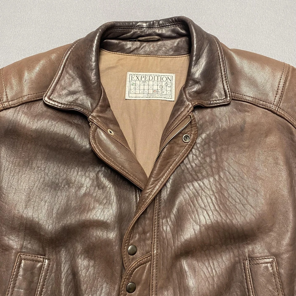 Expedition by Robert Comstock Jacket Mens 40 Brown Leather Bomber Thermolite - Image 2 of 4