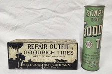 EARLY 1900s "B.F. GOODRICH TIRES REPAIR OUTFIT" and "GOODRICH SOAPSTONE"
