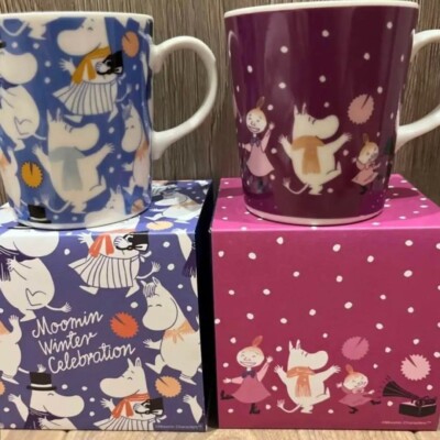 New Unused Moomin Winter Celebration Ceramic Mugs, Set of 2