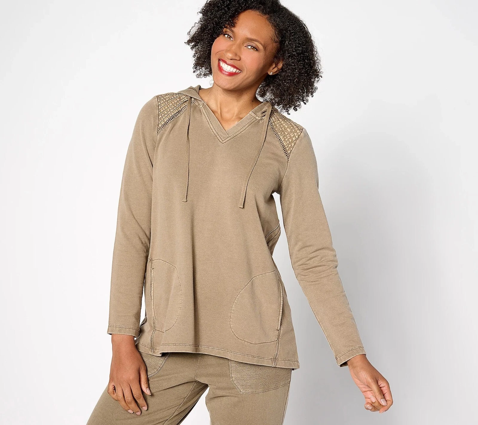 VETEMENTS Felpa con cappuccio LOGO Life by Lori Goldst French Terry Pullover taglia small Pintuck Tan