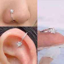 Nose Ring & EarHoop Stainless Steel Flower Nose Ring Hoop Small Tragus Cartilage