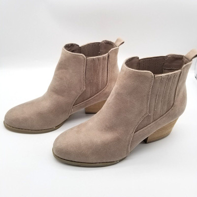 Bella - Vita Women Lou Ankle Booties Size 9 Beige Faux Suede Pull On