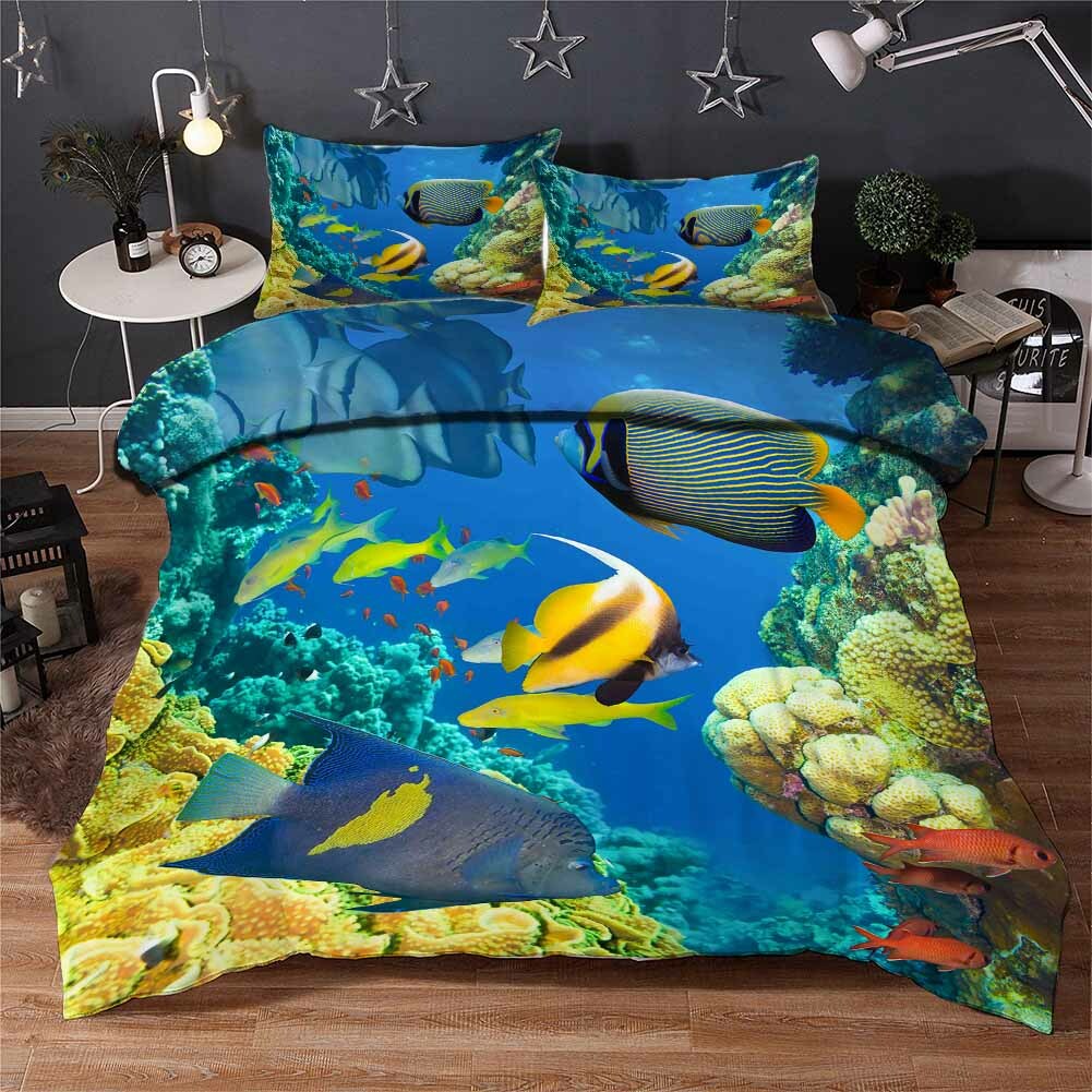 Crab Fish Bottom 3D Printing Duvet Quilt Doona Covers Pillow Case Bedding Sets