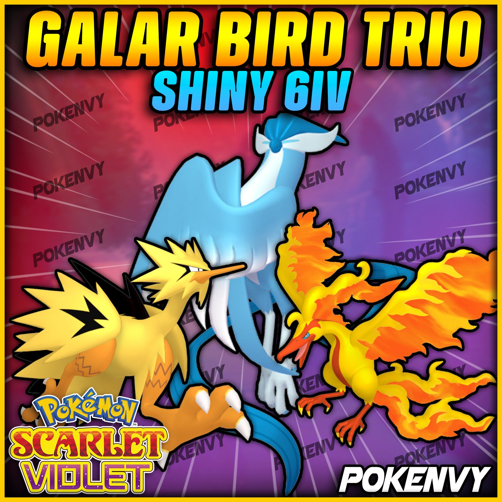 Ultra Sqaure Shiny 6IV Galarian Articuno, Zapdos, and Moltres Legendary  Birds Event Pokemon Holding Master Balls for Sword, Shield, Scarlet, and  Violet - elymbmx