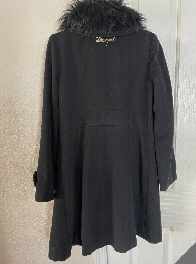 Wool blend DESIGUAL Coat Black Patchwork Faux Fur… - image 4