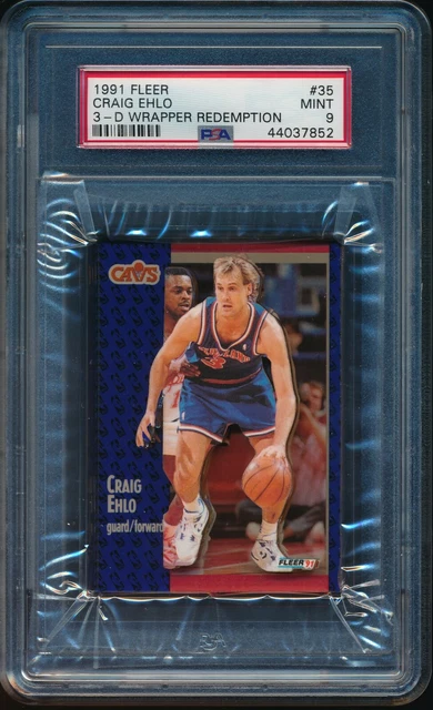PSA 9 CRAIG EHLO 1991-92 Fleer 3D Acrylic Wrapper Redemption #35 Cavs RARE MINT