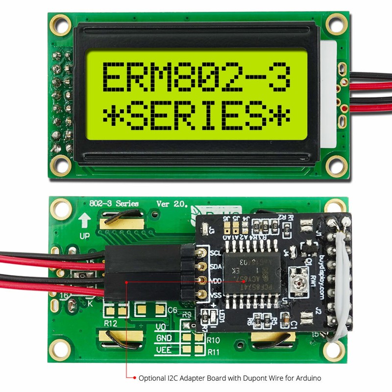 Yellow IIC/I2C/TWI Serial 8x2 Character LCD Display Module for Arduino with Wire