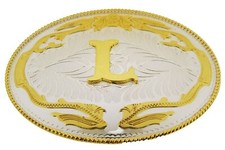 Initial L Letter l Belt Buckle New Men Women Western Really Cowboy Gold Metal