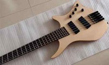 5 Strings Fanned Fret Headless Electric Bass Guitar Ash Body Roasted Maple Neck
