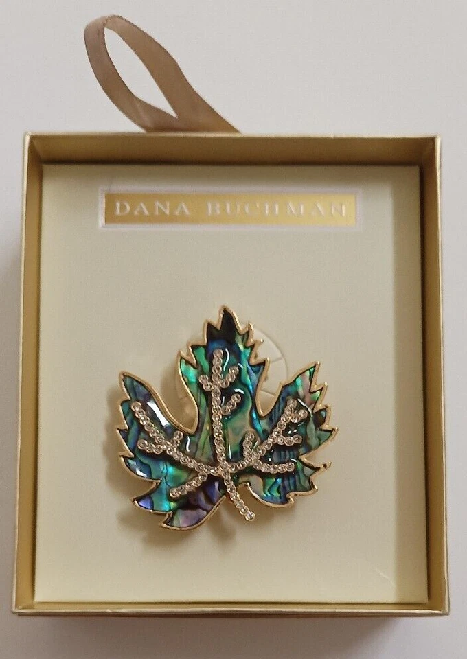 NIB Dana Buchman Gold Tone & Abalone Leaf Pin - Image 4 of 4