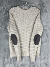 Frederik Anderson Copenhagen Wool Sweater Mens Small Elbow Patches Chunky Knit
