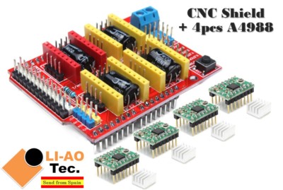 CNC Shield V3 Expansion Board + 4pcs A4988 Stepper Motor Driver for 3D Printer 
